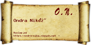 Ondra Niké névjegykártya